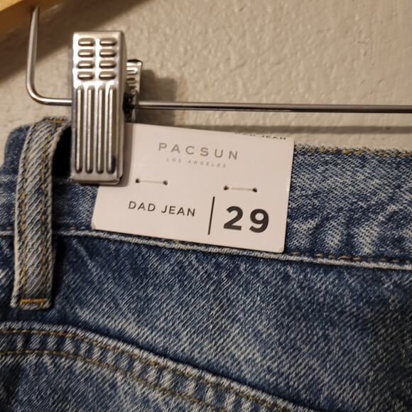Pacsun High Waist Slim Straight Dad Jeans Womens 29 Button Fly Medium Wash - Picture 5 of 11
